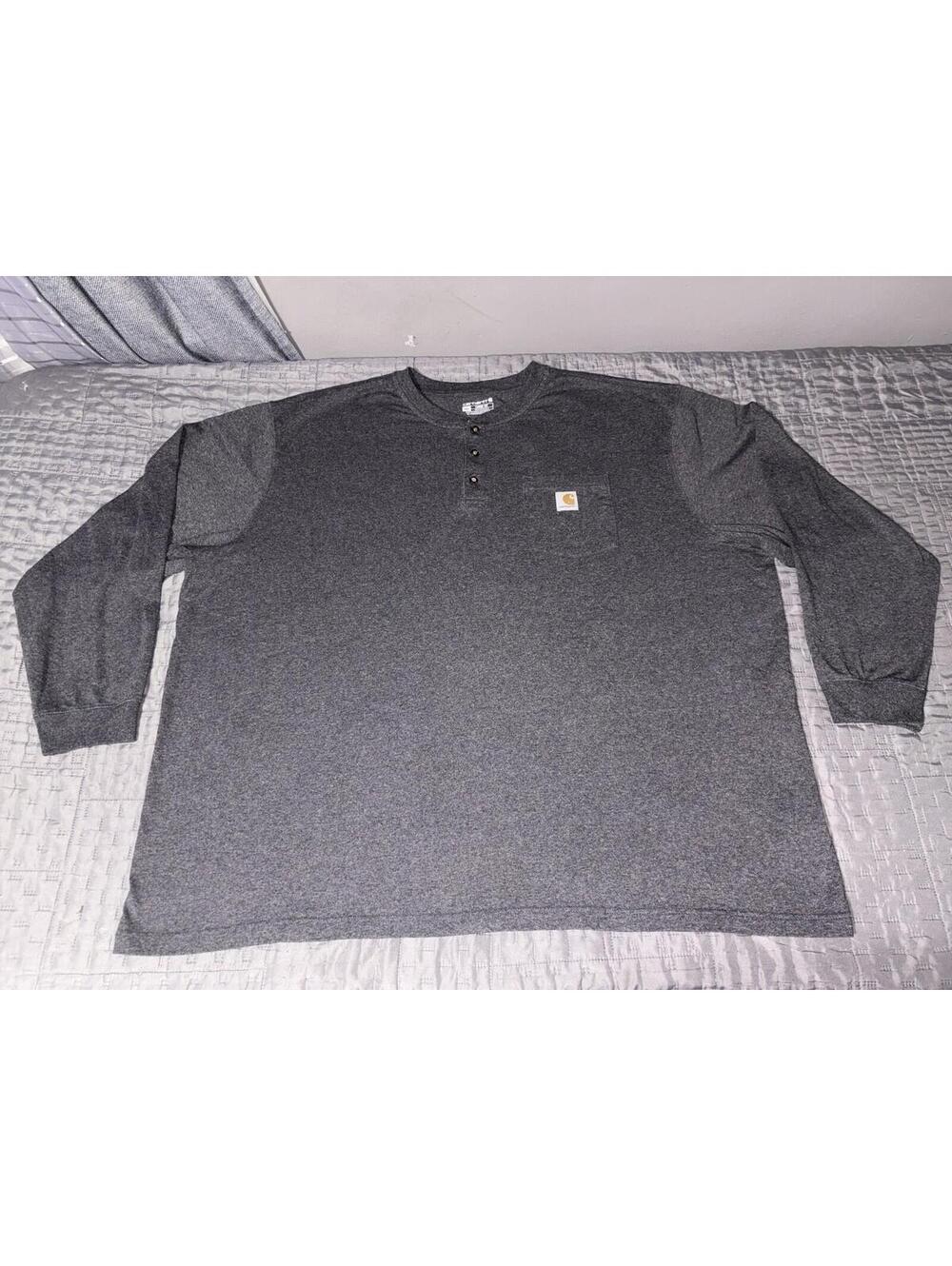 Carhartt Henley Shirt Mens 4XL Gray Original Fit Long Sleeve Pocket K128 CRH